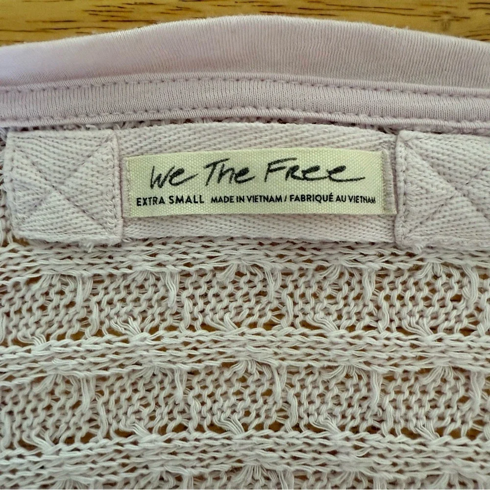 We The Free Free People Pink Waffle Knit Dolman Sweater Raw Hem Boho Extra Small